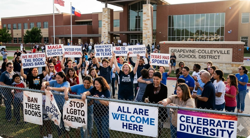 Protesters in Texas school district
